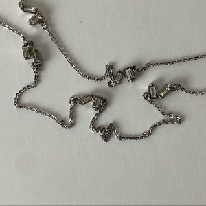 LOFT Double Strand Silver Tone Crystal Necklace